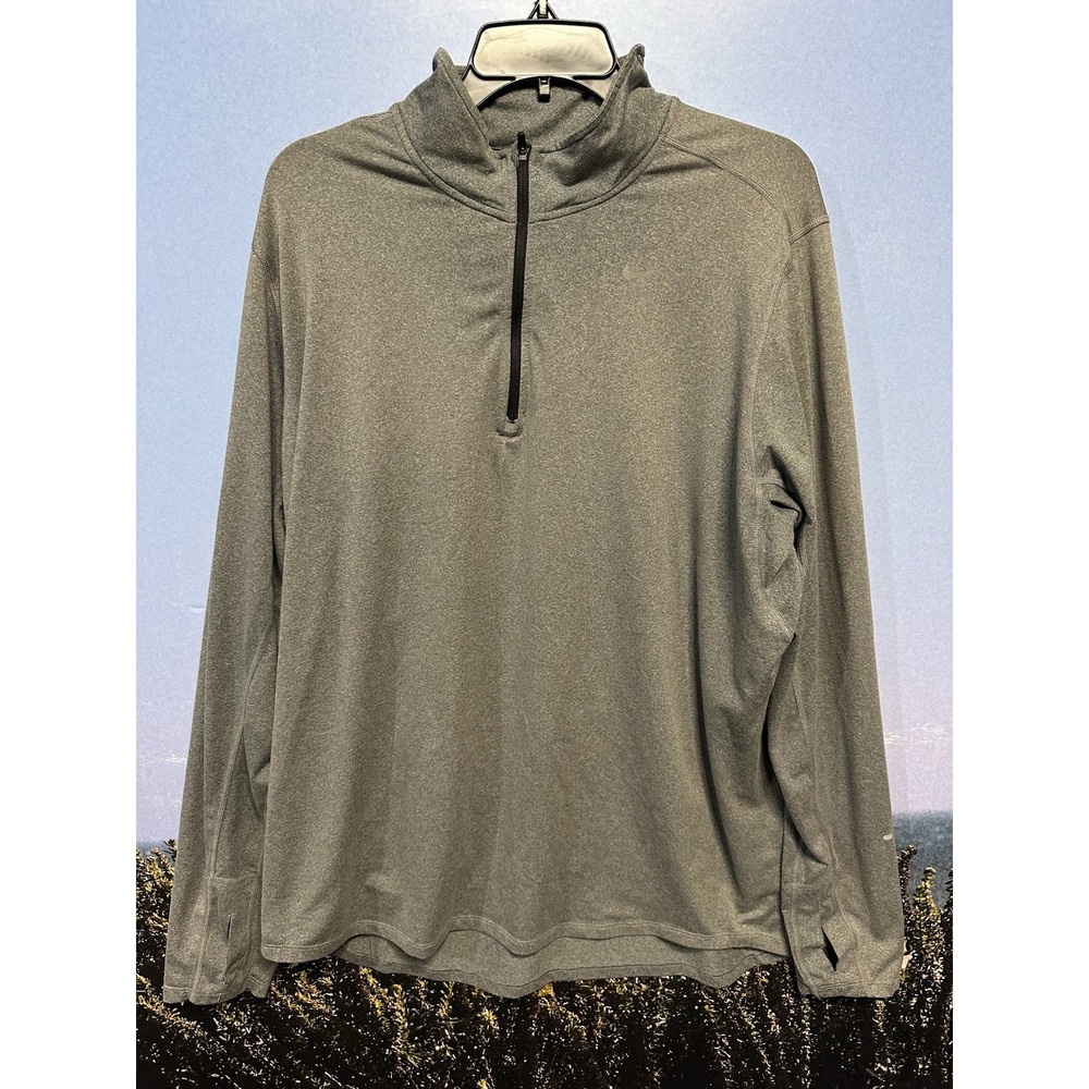 NIKE RUNNING DRI-FIT Shirt Men's XL ‎ Athleisure Thumb Holes Grey Quarter Zip
